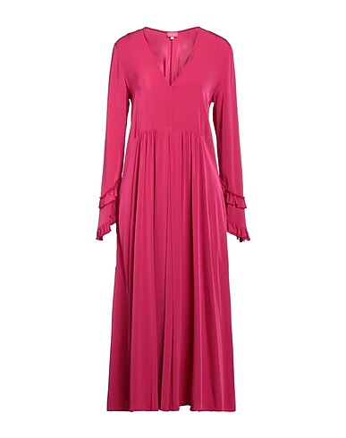 HER SHIRT HER DRESS Midi dress Fuchsia 82% Viscose, 18% Silk