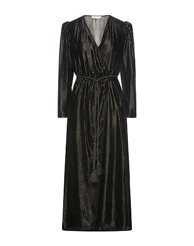 TWINSET Midi dress Black 70% Viscose, 15% Metallic fiber, 15% Silk