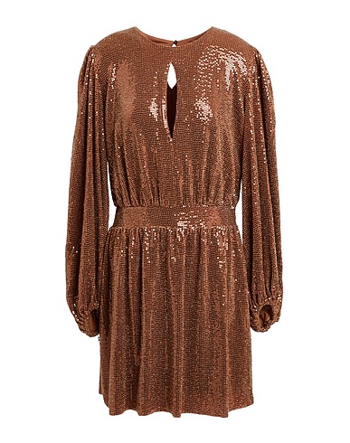 JIJIL Short dress Bronze 91% Polyamide, 5% Elastane, 4% Metal, Cotton