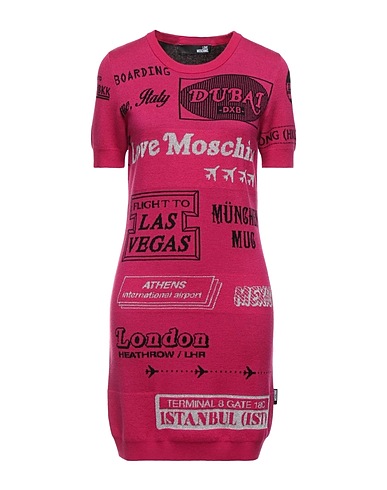 LOVE MOSCHINO Short dress Fuchsia 39% Polyamide, 26% Viscose, 26% Wool, 7% Polyester, 2% Elastane