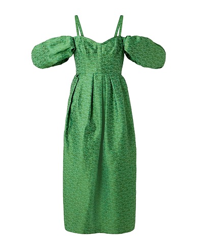 ROSIE ASSOULIN Vestido elegante Verde 43% Lino, 41% Poliéster, 16% Seda