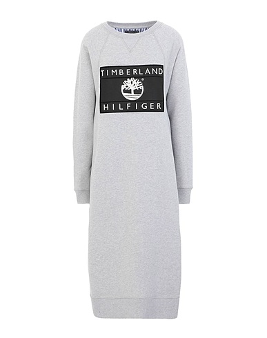 TOMMY HILFIGER x TIMBERLAND Midi dress THXTBL RI FLAG SWEATER DRESS
 Light grey 83% Cotton, 17% Polyester