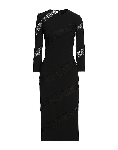 DOLCE&GABBANA Midi dress Black 33% Viscose, 30% Acetate, 20% Cotton, 15% Polyamide, 2% Elastane