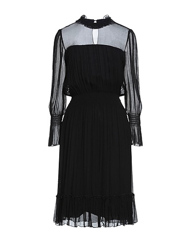 SEVENTY VENEZIA Midi dress Black 100% Viscose, Mother-of-pearl
