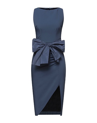 ELISABETTA FRANCHI Midi dress Slate blue 93% Polyester, 7% Elastane