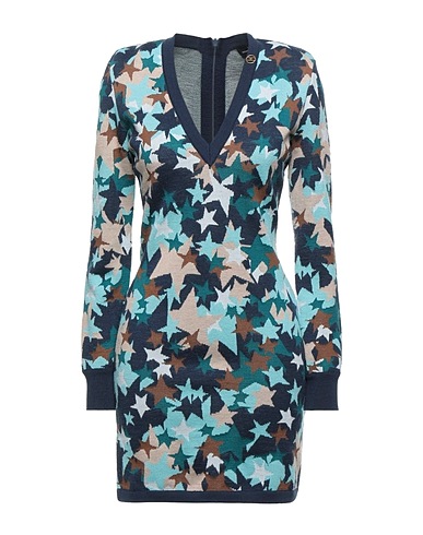 ELISABETTA FRANCHI Short dress Turquoise 35% Polyamide, 33% Wool, 32% Acrylic