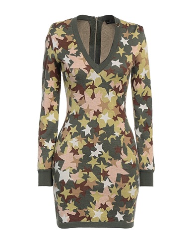 ELISABETTA FRANCHI Short dress Military green 35% Polyamide, 33% Wool, 32% Acrylic