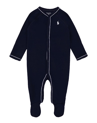 POLO RALPH LAUREN Baby jumpsuit  Cotton Jersey Footed Coverall
 Midnight blue 100% Cotton