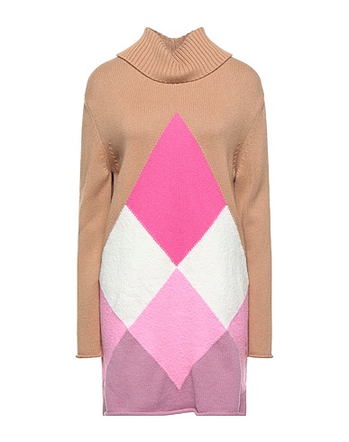 SEMICOUTURE Short dress Camel 80% Wool, 20% Polyamide, Cotton, Elastane