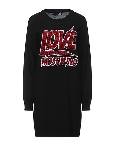 LOVE MOSCHINO Short dress Black 35% Polyamide, 30% Viscose, 30% Wool, 5% Cashmere, Polyester