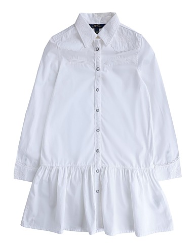 POLO RALPH LAUREN Vestito Cotton Poplin Shirtdress Bianco 100% Cotone