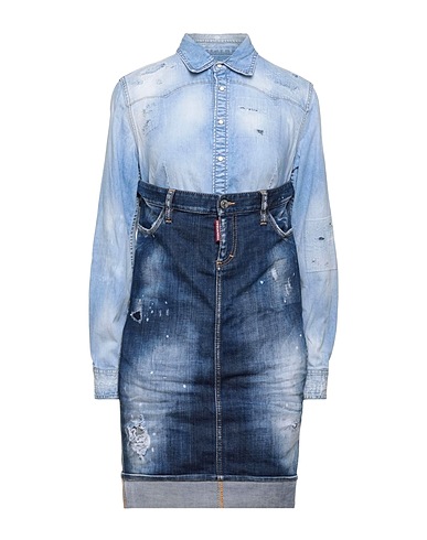 DSQUARED2 Denim dress Blue 98% Cotton, 2% Elastane, Soft Leather