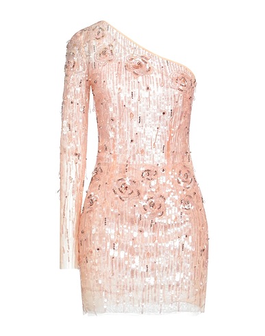 ELISABETTA FRANCHI Vestito corto Salmone 100% Poliammide, Vetro, Viscosa