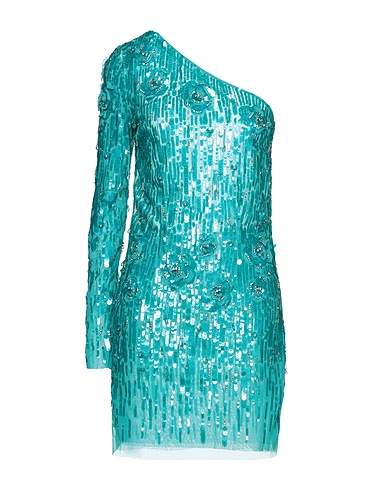 ELISABETTA FRANCHI Elegant dress Turquoise 100% Polyamide, Glass, Viscose