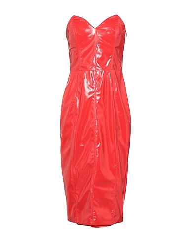 ELISABETTA FRANCHI Midi dress Coral 100% Polyester, Polyurethane