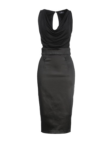 ELISABETTA FRANCHI Midi dress Black 96% Viscose, 4% Elastane, Acetate, Polyamide, Polyester