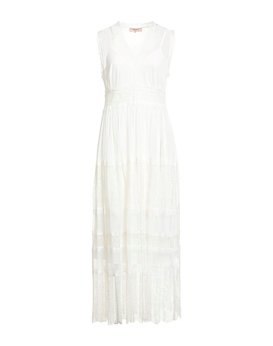 TWINSET Long dress Ivory 100% Polyamide, Polyester, Mother-of-pearl