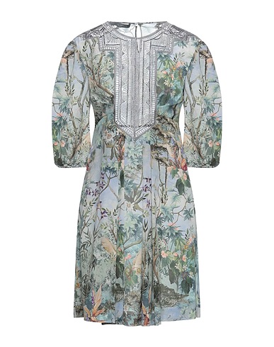 ALBERTA FERRETTI Short dress Sage green 100% Silk, Polyester