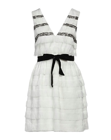 PINKO Midi dress White 100% Polyester, Brass, PVC - Polyvinyl chloride, Glass