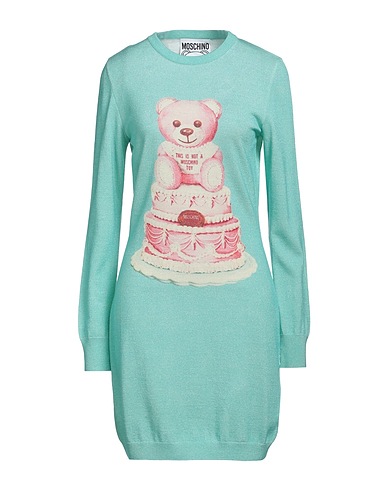 MOSCHINO Kurzes Kleid COUTURE Himmelblau 100% Schurwolle