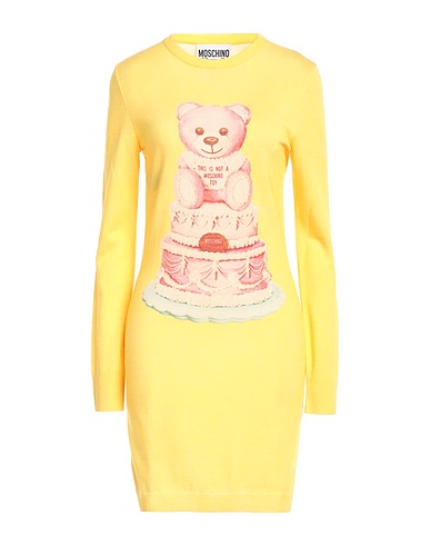 MOSCHINO Sheath dress COUTURE Yellow 100% Virgin Wool