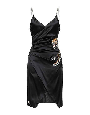 PHILIPP PLEIN Midi dress Black 98% Silk, 2% Elastane