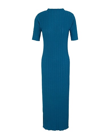 8 by YOOX Midi dress VISCOSE KNIT PLEATED S/SLEEVE MIDI DRESS
 Deep teal 63% Viscose, 37% Polyamide