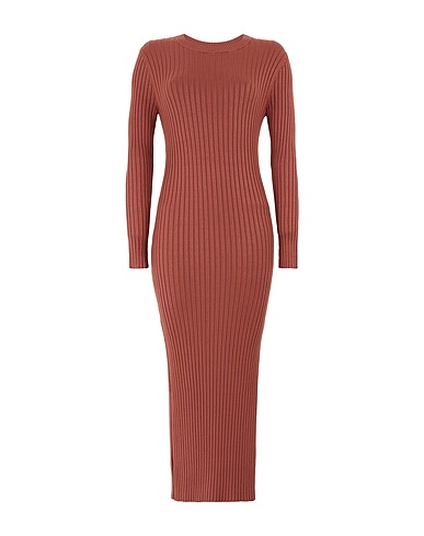 8 by YOOX Elegant dress RIB-KNIT L/SLEEVE MIDI DRESS
 Pastel pink 69% Viscose, 31% Polyamide