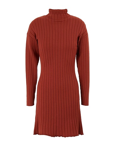 8 by YOOX Tubino MOCK-NECK KNIT L/SLEEVE MINI DRESS
 Mattone 60% Viscosa, 22% Poliestere, 15% Poliammide, 3% Elastan