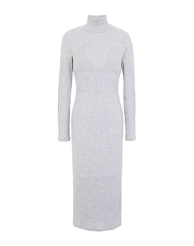 8 by YOOX Midi dress RIB-KNIT MOCK-NECK L/SLEEVE MIDI DRESS
 Grey 51% Viscose, 27% Polyester, 22% Polyamide
