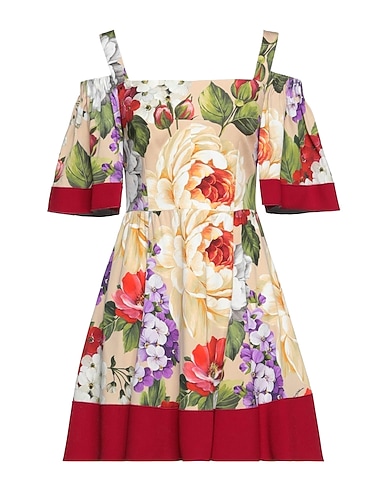 DOLCE&GABBANA Short dress Beige 71% Silk, 11% Viscose, 9% Acetate, 9% Elastane