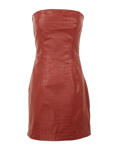 8 by YOOX Sheath dress Brick red 100% Lambskin