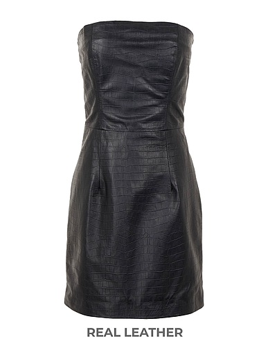 8 by YOOX Sheath dress Black 100% Lambskin