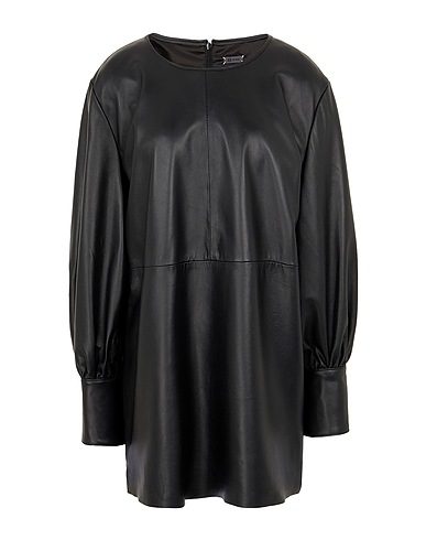 8 by YOOX Vestito corto Nero 100% Pelle di agnello