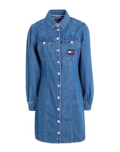 TOMMY JEANS シュミーズドレス TJW CHAMBRAY SHIRT DRESS
 ブルー オーガニックコットン 100%