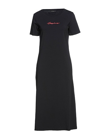 HAPPINESS Midi dress Black 95% Cotton, 5% Elastane
