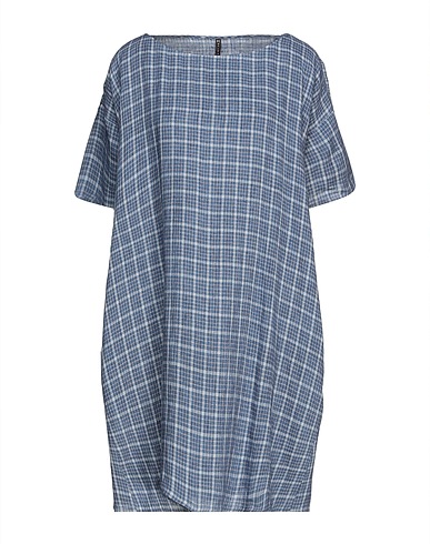 MANILA GRACE Vestito corto Blu 100% Lino