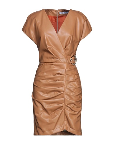 SIMONA CORSELLINI Sheath dress Brown 45% Polyurethane, 33% Viscose, 17% Polyester, 5% Other Fibres