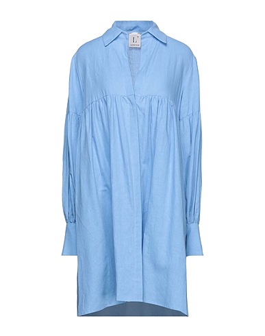 L' AUTRE CHOSE Shirt dress Azure 50% Cotton, 50% Linen