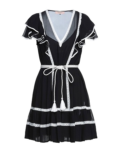 TWINSET Short dress Black 100% Viscose, Polyester, Polyamide