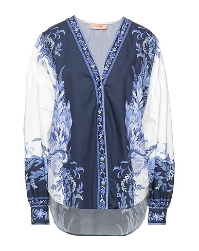 TWINSET Hemden und Blusen mit Blumen Dunkelviolett 100% Baumwolle, Perlmutt