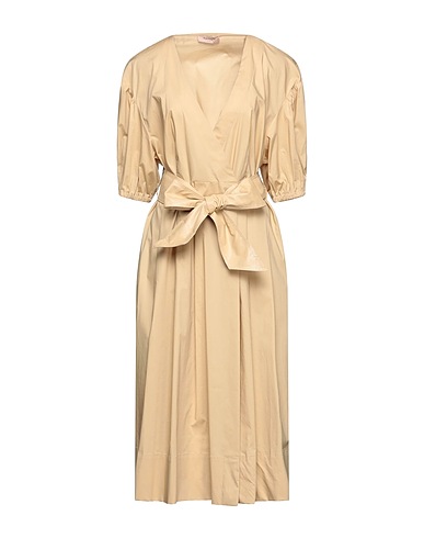 TWINSET Midi dress Sand 96% Cotton, 4% Elastane, Viscose
