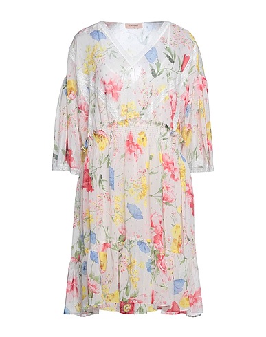 TWINSET Midi dress Ivory 98% Polyester, 2% Metal, Cotton