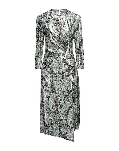 SANDRO Midi-Kleid Weiß 80% Viskose, 20% Metallfaser, Perlmutt