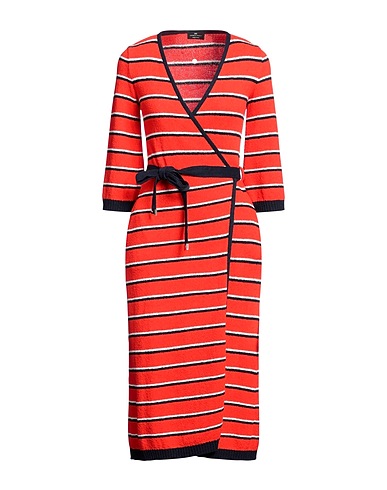 ELISABETTA FRANCHI Midi dress Tomato red 65% Cotton, 35% Polyamide