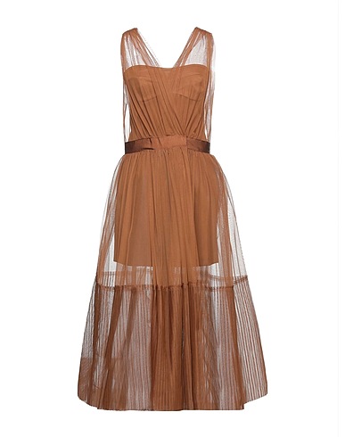 PINKO Long dress Brown 100% Polyester, Polyamide