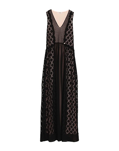 LUCKYLU  Milano Langes Kleid Schwarz 55% Baumwolle, 45% Polyamid