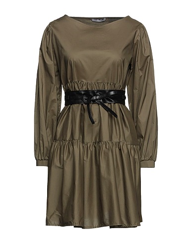 AMELIE RÊVEUR Vestito corto Verde militare 97% Cotone, 3% Elastan