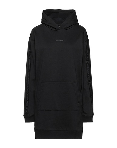 CALVIN KLEIN JEANS Short dress LOGO TRIM HOODIE DRESS Black 100% Organic cotton