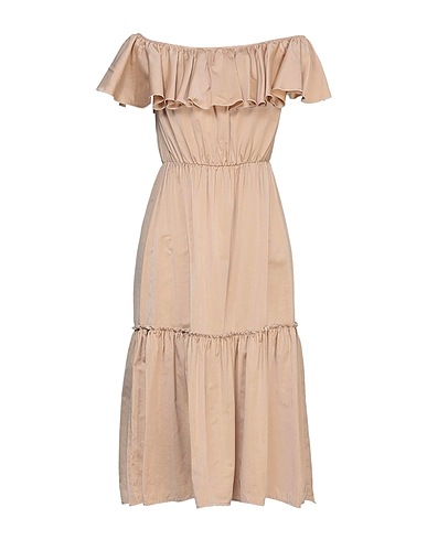 FEDERICA TOSI Midi dress Camel 76% Cotton, 24% Silk